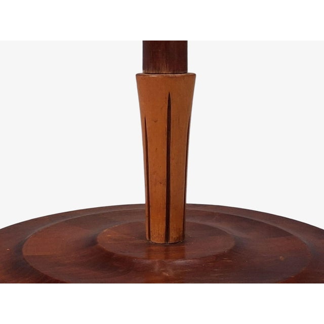 1950s Mid-Century Modern Double Shade Floor Lamp, Wood, Metal, Fabric For Sale - Image 12 of 13
