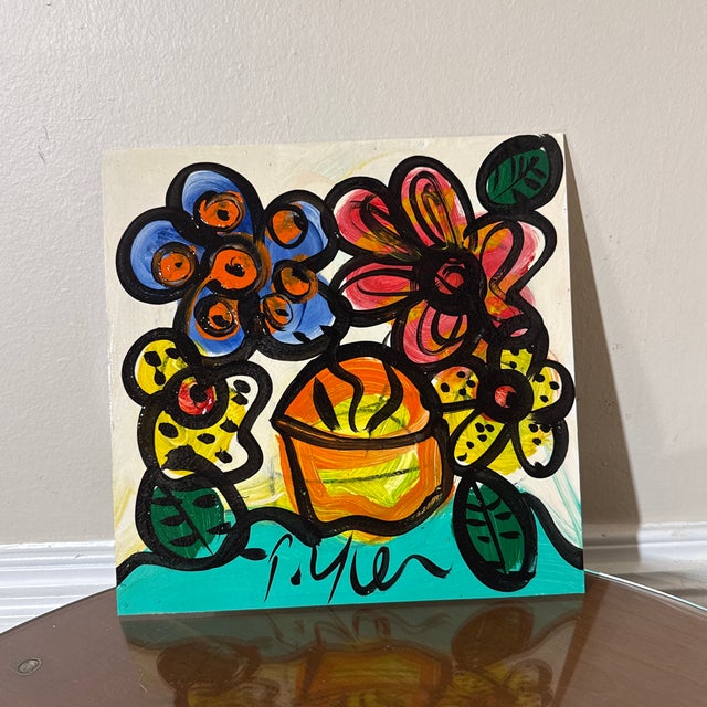 1970s 1972 Original Flower Painting by Artist Peter Keil For Sale - Image 5 of 6