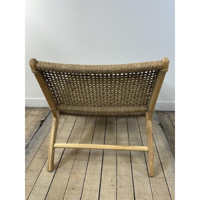 Lounge Chair in Teak and Woven Seagrass, 2000s For Sale - Image 6 of 10