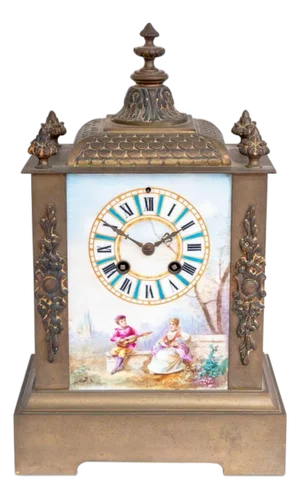 Sevres Attr. French Gilt Metal and Porcelain Clock