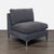 This CB2 lounge chair features a modern armless design and is upholstered in a dark gray fabric. It has plush cushions for...
