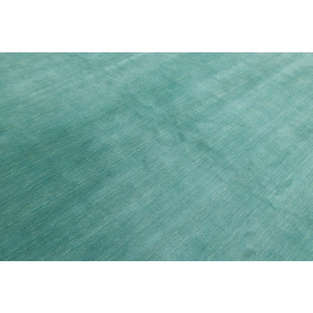 Apadana's Modern Gabbeh Hand-Loom Wool Area Rug in Deep Teal For Sale - Image 9 of 10