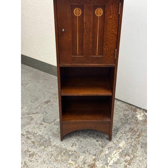 Arts & Crafts Stickley Furniture Harvey Ellis Inlaid Music Cabinet, Model 89-476 For Sale - Image 3 of 12