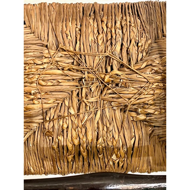 Antique English Jacobean Style Country Woven Rush Seat Stool With Bobbin Legs For Sale - Image 15 of 16