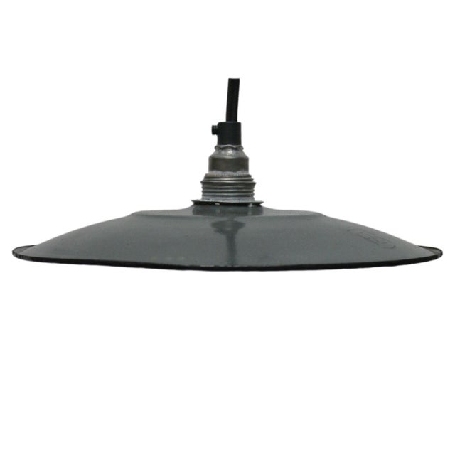 French Grey Enamel Pendant Light, 1950s For Sale - Image 4 of 5