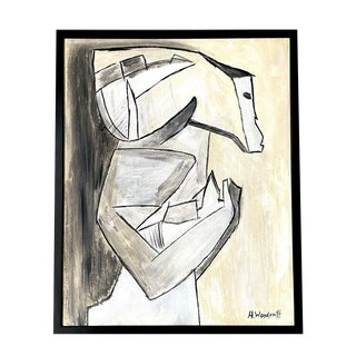 H. Woodruff, Abstract Composition, Watercolor on Canvas, Mid 20th Century, Framed For Sale
