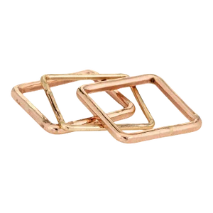 Set of 3 Square Stacking Rings Sz 6 1/2 14k Rose Gold Estate Fine Jewellery Bands