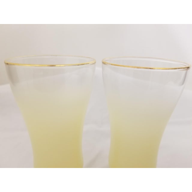 Mid-Century Modern 1950s West Virginia Glass Blendo Lemon Yellow Cocktail Glasses - a Pair For Sale - Image 3 of 7