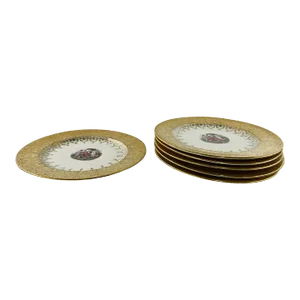 Federal Style Sabin Crest -O- Gold Warranted 22k Gold Dinner Plate, Set of 6