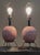 Pair of Modernist Vintage Carved Pink Ceramic Lamps on Black Wire Stands Date / Period: Vintage, mid-20th century...