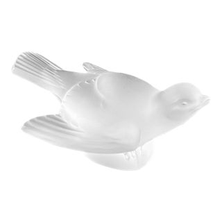 Antique 1960s Lalique Satin Crystal Sparrow Bird Paperweight For Sale