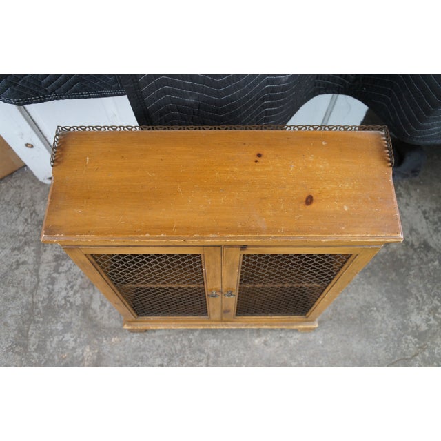 Vintage French Country Farmhouse Pine Chicken Wire Bookcase Curio Cabinet 33" For Sale - Image 4 of 12