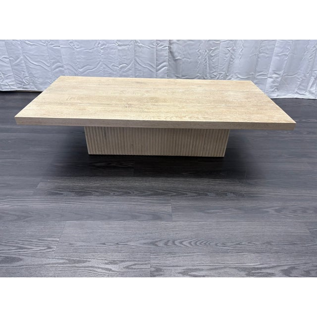 Contemporary Rh Reclaimed Oak Reeded Plinth Rectangular Coffee Table – 64" For Sale - Image 3 of 18