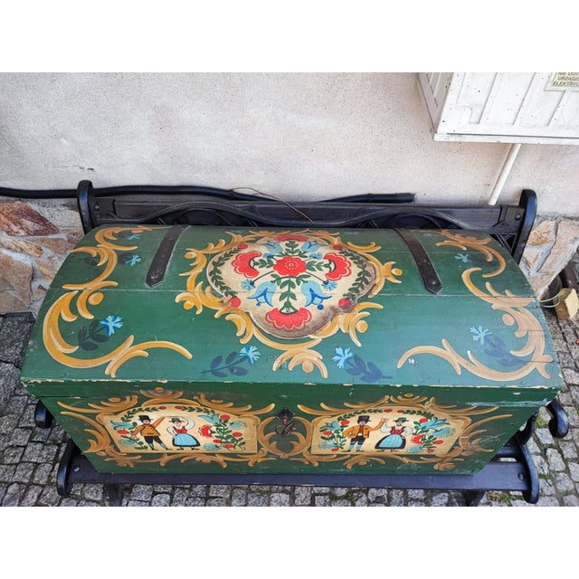 Antique Dowry Chest, 1888 For Sale - Image 5 of 11