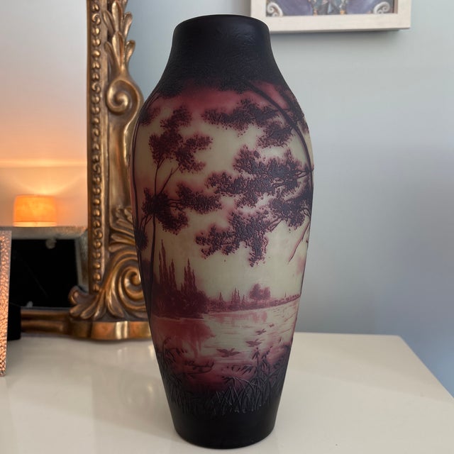 Early 20th Century Antique St. Louis d'Argental Acid Etched Cameo Glass Vase For Sale - Image 5 of 7