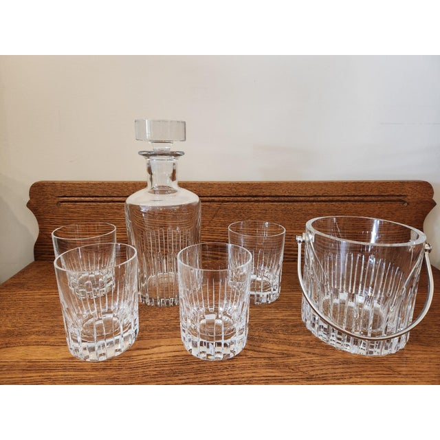 1980s Baccarat Rotary Glasses, Decanter, and Ice Bucket For Sale - Image 12 of 12