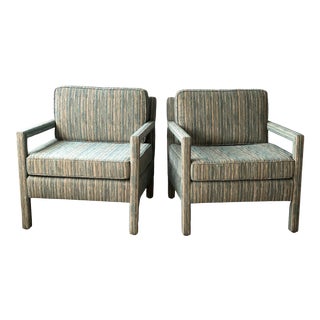 1970s Parsons-Style Upholstered Club Chairs-A Pair For Sale