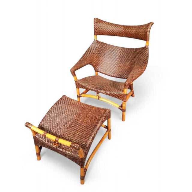 Set of Lounge Chair and Ottoman in Rattan and Bamboo from Yuzuru Yamakawa For Sale - Image 12 of 12