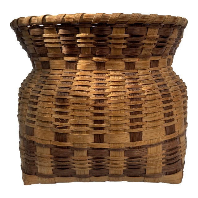 1980s Agnes Welch Woven Cherokee Basket - Signed and Dated For Sale