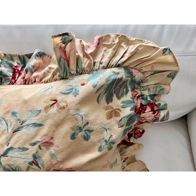 Pair of vintage late 1980s classic floral pattern by Ralph Lauren Home, king size ruffled pillow covers. Insert not included.