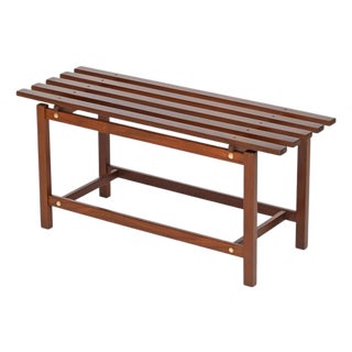 Mid-Century Modern Bench in Teak Wood and Brass, Italy, 1960s For Sale