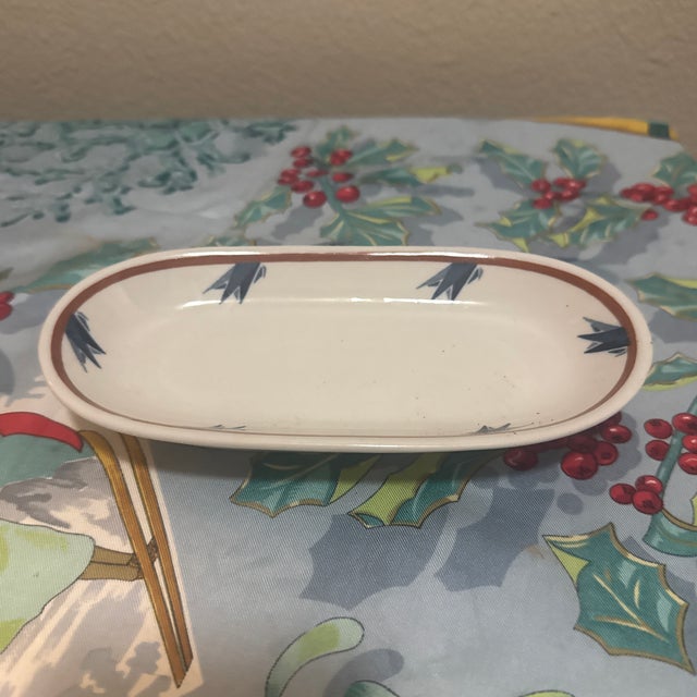1970s Vintage Syracuse China "Aurora" Oval Ceramic Trinket Dish For Sale - Image 5 of 11
