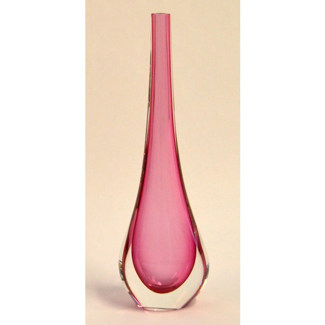 1960s 1960 Flavio Poli for Seguso Pink Murano Hand Blown Art Glass Vase Teardrop Shape For Sale - Image 5 of 14