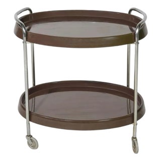 Italian Designer, Bar Cart, Abs, Chrome, Italy, 1970s For Sale