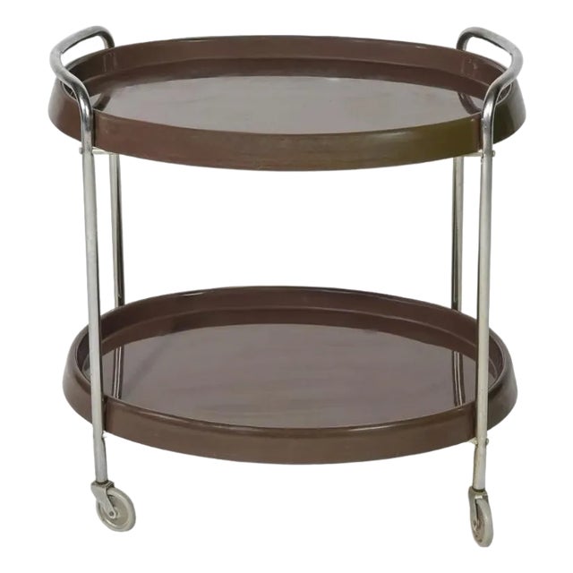 Italian Designer, Bar Cart, Abs, Chrome, Italy, 1970s For Sale