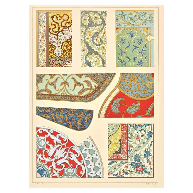 A. Alessio, Decorative Motifs: Persian, Chromolithograph, Early 20th Century For Sale