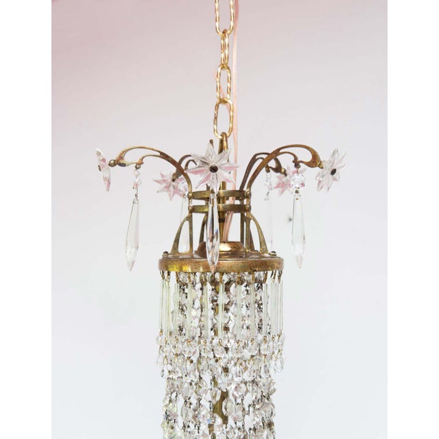 Large Art Nouveau Swedish Glass Chandelier, 1890s For Sale - Image 4 of 11