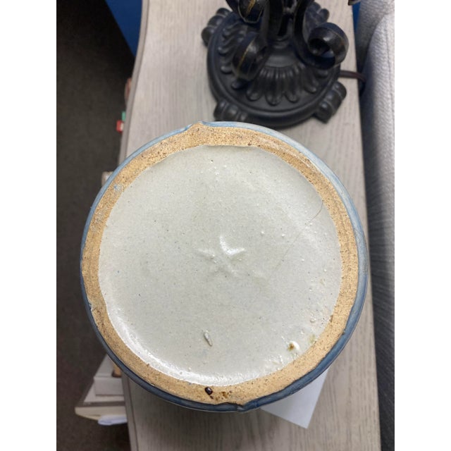 Blue Antique North Star Blue and White Stoneware Pitcher For Sale - Image 8 of 9