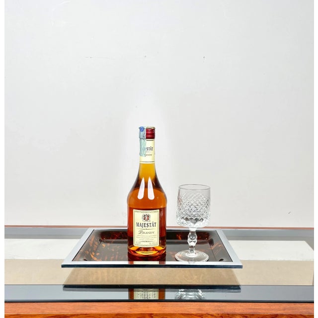 Acrylic Tortoiseshell & Chrome Serving Tray, Italy, 1970s For Sale - Image 6 of 11