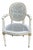 Louis XVI Style Caned Medallion Armchair in White and Blue, 1950s For Sale