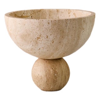 Organic Modern "Lane" Decorative Circular Bowl by Montana Labelle in Natural Marble For Sale