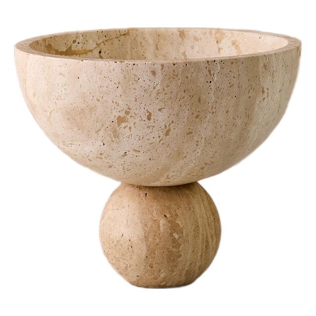 Organic Modern "Lane" Decorative Circular Bowl by Montana Labelle in Natural Marble For Sale