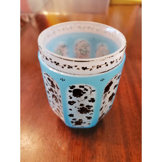 Antique Bohemian Glass Moser Baby Blue Opaline Goblet For Sale - Image 4 of 6