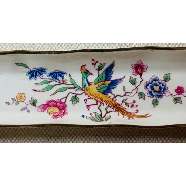 Antique Hammersley Fine Bone China Pen Tray, Bird of Paradise Chinoiserie, Gold Rim, Made in England, Circa 1900–1920 For Sale - Image 17 of 18