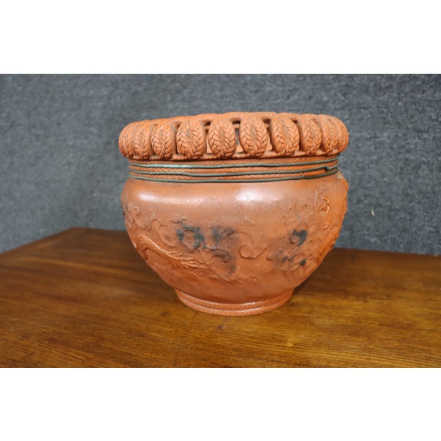 Japanese Tokoname Ware Dragon Motif Terracotta Jardinère For Sale - Image 11 of 11