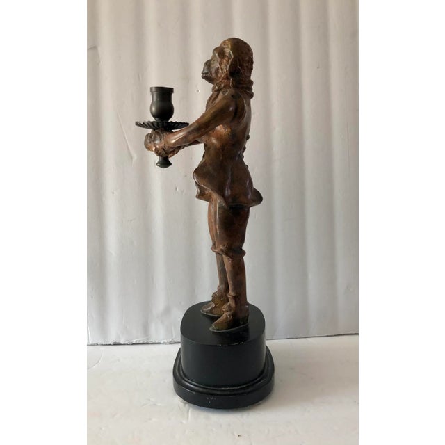 Victorian Style Bronze Butler Monkey Candle Holder For Sale - Image 9 of 11