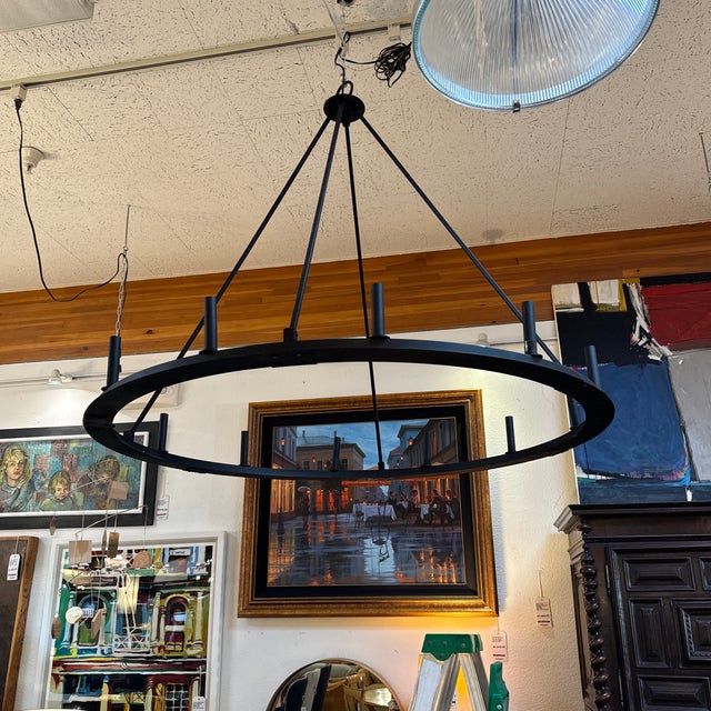 Shades of Light Minimalist 12 Light Iron Ring Chandelier Chairish