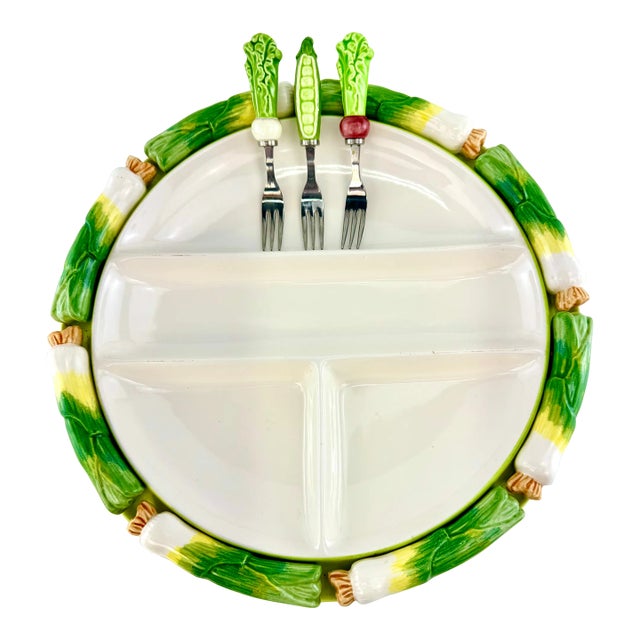 Vintage Stafford Japan Ceramic Serving Platter & Utensils- 4 Pieces For Sale