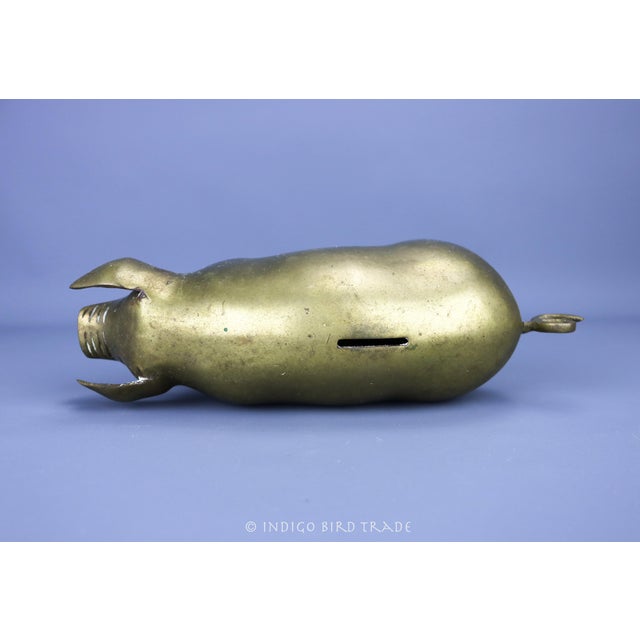 Mid 20th Century Large Vintage Solid Brass Piggy Bank Pig Sculpture For Sale - Image 5 of 9