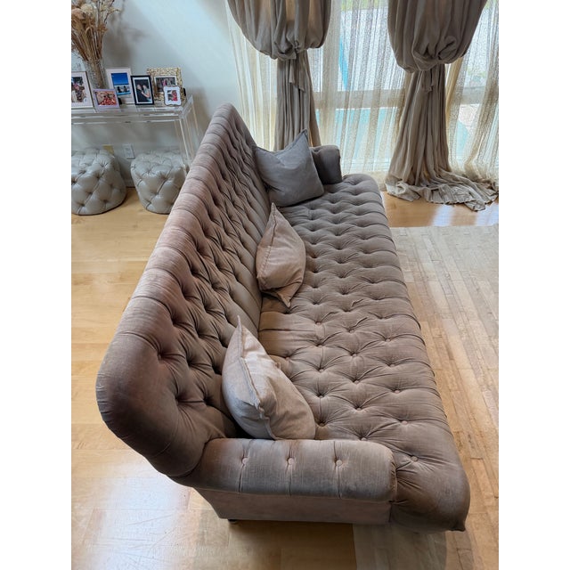 Art Deco Restoration Hardware Sofa 1860 Napoleonic Tufted For Sale - Image 3 of 7