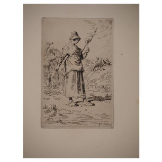 Jean-François Millet, The Peasant Woman, Original Engraving For Sale