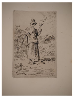 Jean-François Millet, The Peasant Woman, Original Engraving