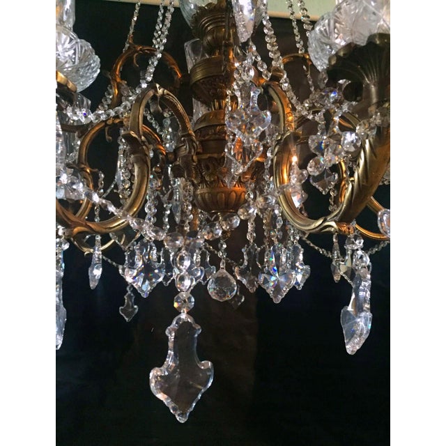 Mid 20th C French Louis XVI Bronze Crystal XL Chandelier For Sale - Image 9 of 18