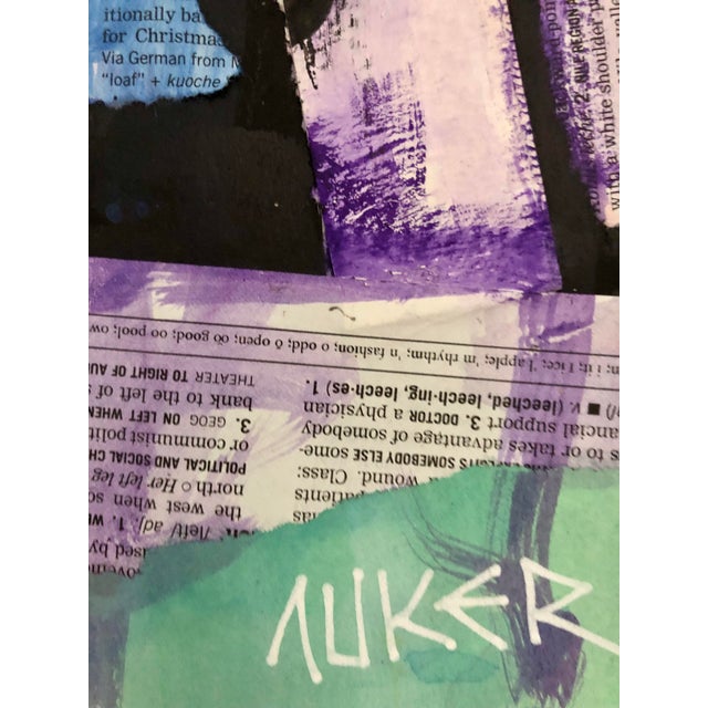 Contemporary Mixed Media Painting by CL Auker, White Knight With Blue and Purple For Sale - Image 4 of 7