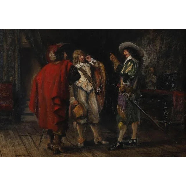 Frank Moss Bennett, Three Cavaliers, 1929, Antique Oil on Panel, Framed For Sale - Image 3 of 15