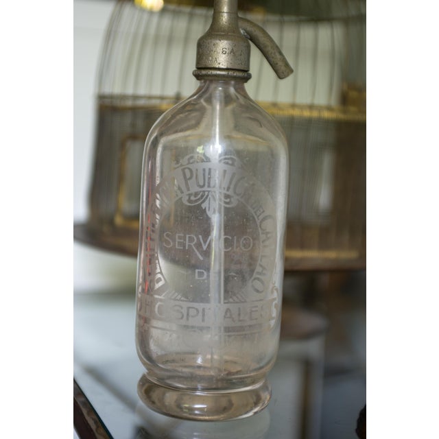 Transparent Antique Peruvian Callao Hospital Seltzer Bottle Peru Art Deco Barware For Sale - Image 8 of 8
